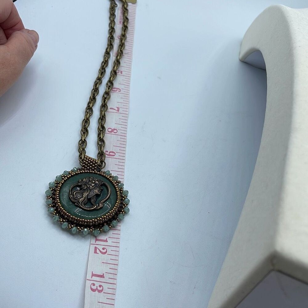 Artisan repurposed Serpentine stone pendant and necklace. - Picture 7 of 10
